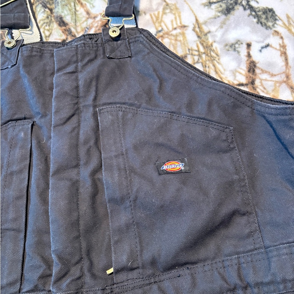Dickies Black Canvas Overalls with Logo Patch